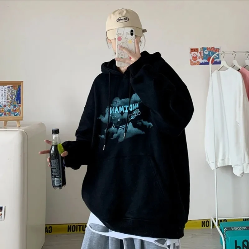 

Simple couple Japanese series all-match plus fleece loose youth trend lazy hoodie men's fashion hooded pullover fall