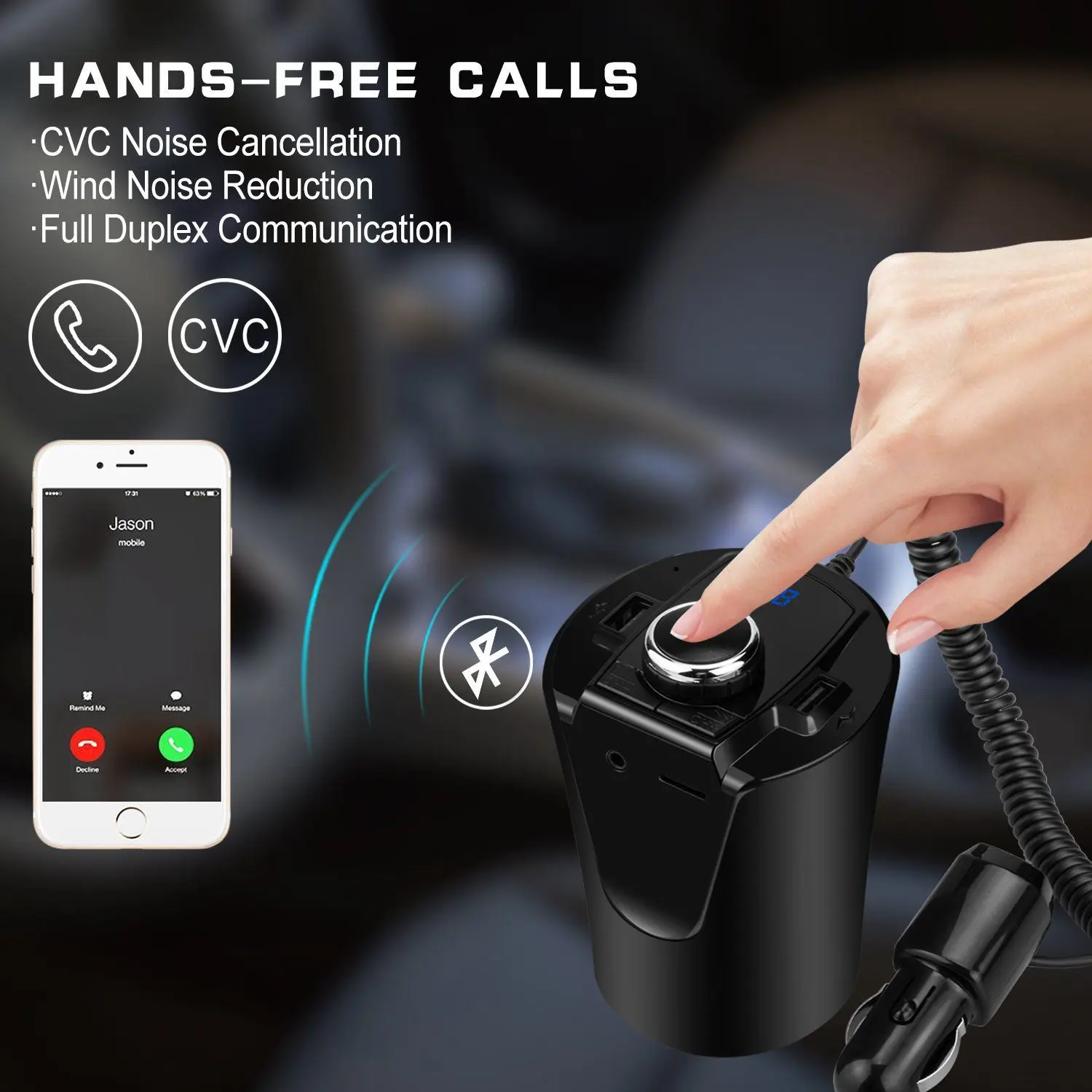 Беспроводной Bluetooth FM-передатчик MP3 USB автомобильный радиоприемник Aux адаптер