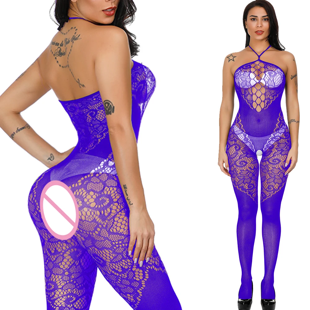 Комбинезон женский в сеточку с открытой спиной кружевной Облегающий комбинезон