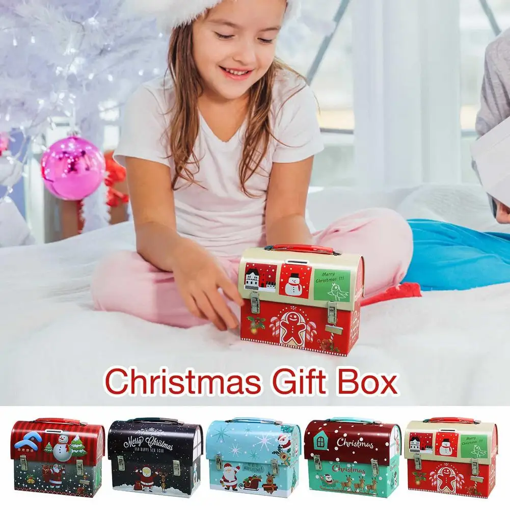 2022 New Year Decoration Creative Tinplate Mailbox Decoration Box Children Gift Candy Box Christmas Decoration Gift Box
