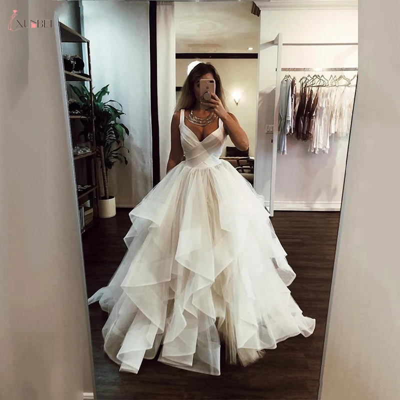 Лидер продаж Новинка Свадебные платья трапециевидной формы с оборками Цвет