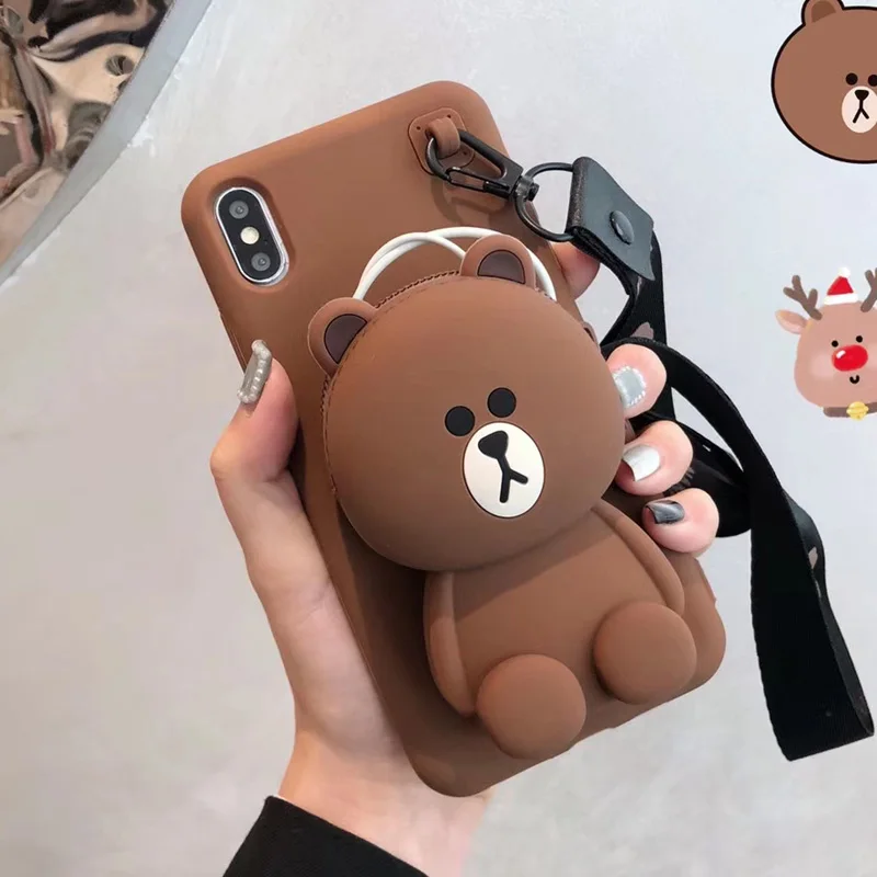 4 Мультфильм 3D мягкий кошелек шнур для наушников пакет Силиконовый чехол для iPhone X XS XR MAX 8 7 7Plus 6 6S Plus - Цвет: 4