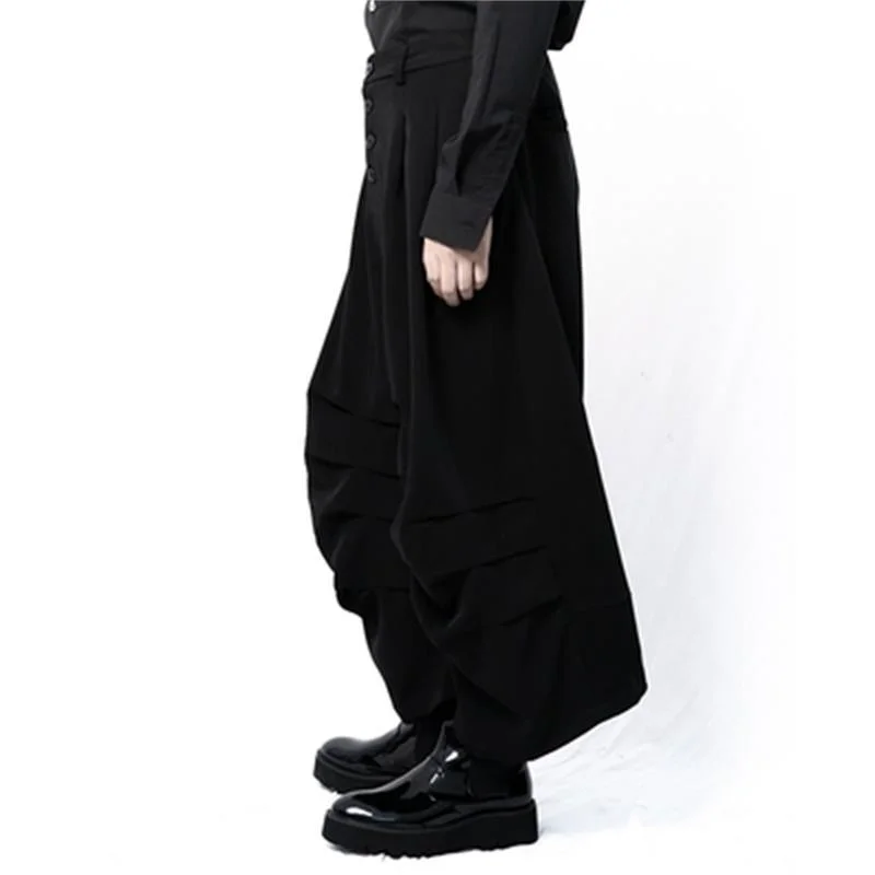 

yamamoto-style New casual trousers drape dark ultra-loose legs pants skirt