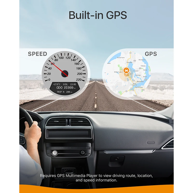 

Anker Roav DashCam Duo, Dual FHD 1080p Dash Cam, Wide Angle Cameras, Supercapacitor, IR Night Vision, GPS, NO SD card