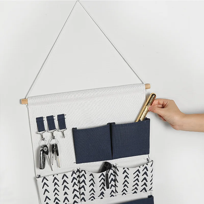 

Book Sundries Storage Bags Wall Hanging Storage Organizer Organizzatore Armadio Hanging Pockets for Small Things Cotton Linen