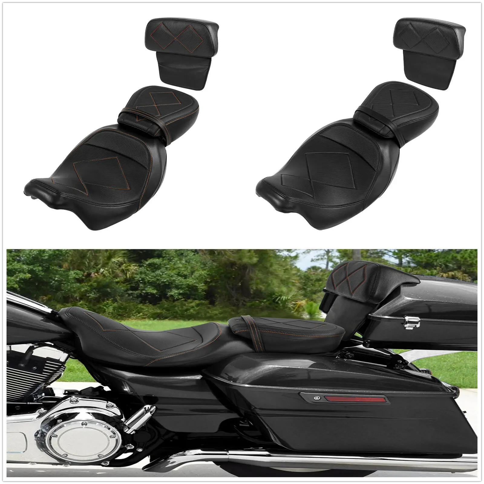 

Сиденье для водителя мотоцикла и пассажира Pillion и спинка для Harley Touring Road King Street Glide 2009-2021 2014-2021