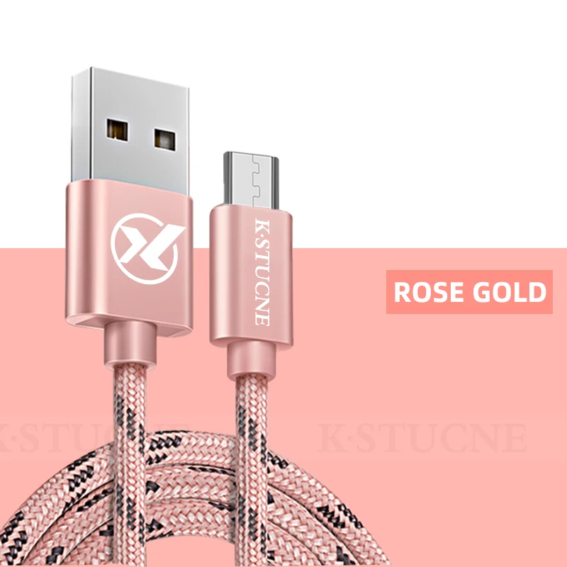 Кабель Micro USB для Xiaomi Redmi Note 5 4, кабель для быстрой зарядки, USB для samsung Galaxy S6 S7, huawei Andriod, кабели для телефонов Microusb - Цвет: Rose Gold