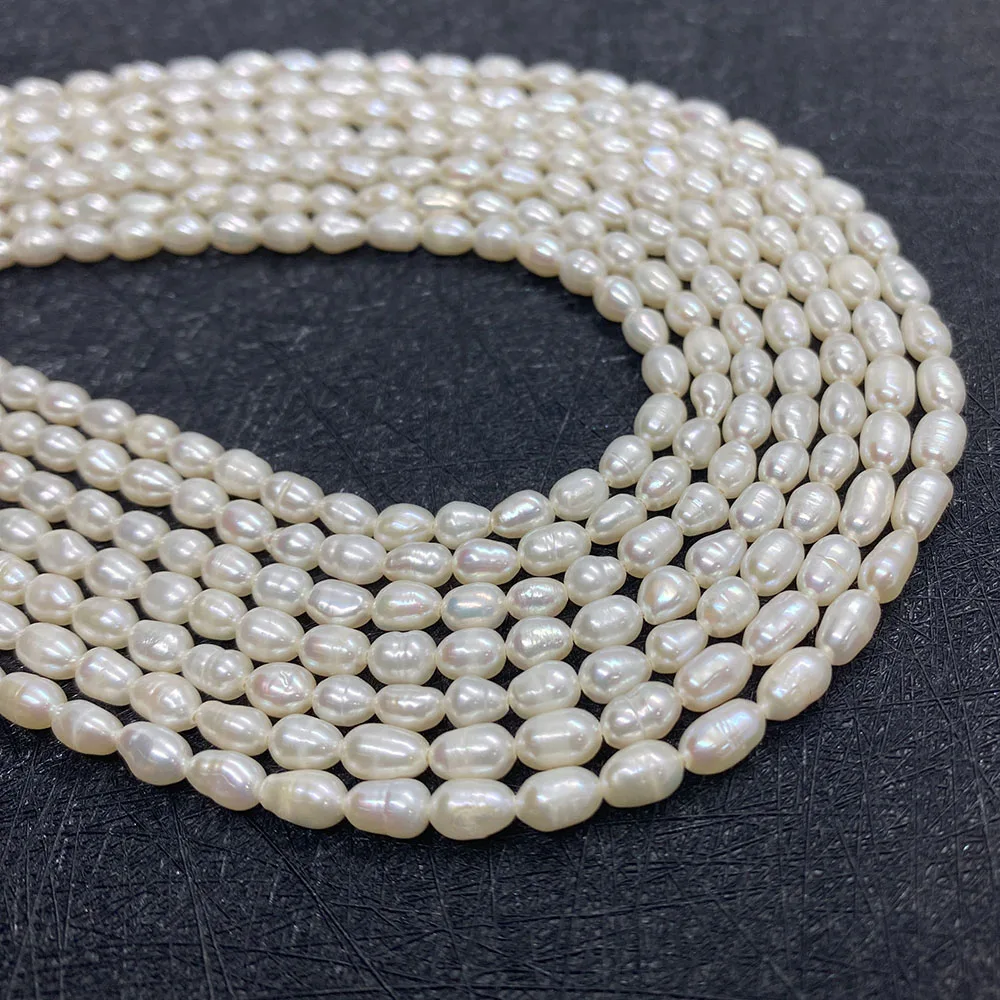 

1 Strand Natural Freshwater Pearls White Pearls Irregular Rice Shape Oval Beads for DIY Bracelet Necklace Jewelry Length 38cm