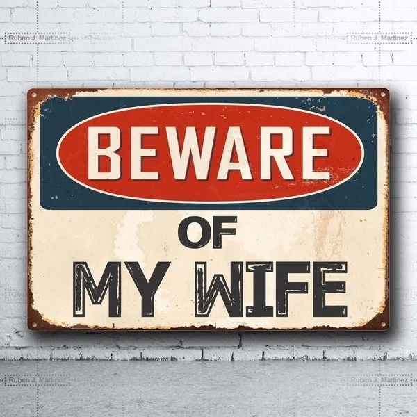 

Retro tin paintings Beware of My Wife Retro Vintage Tin Sign Bar Pub Home Metal Poster Wall Art Decor