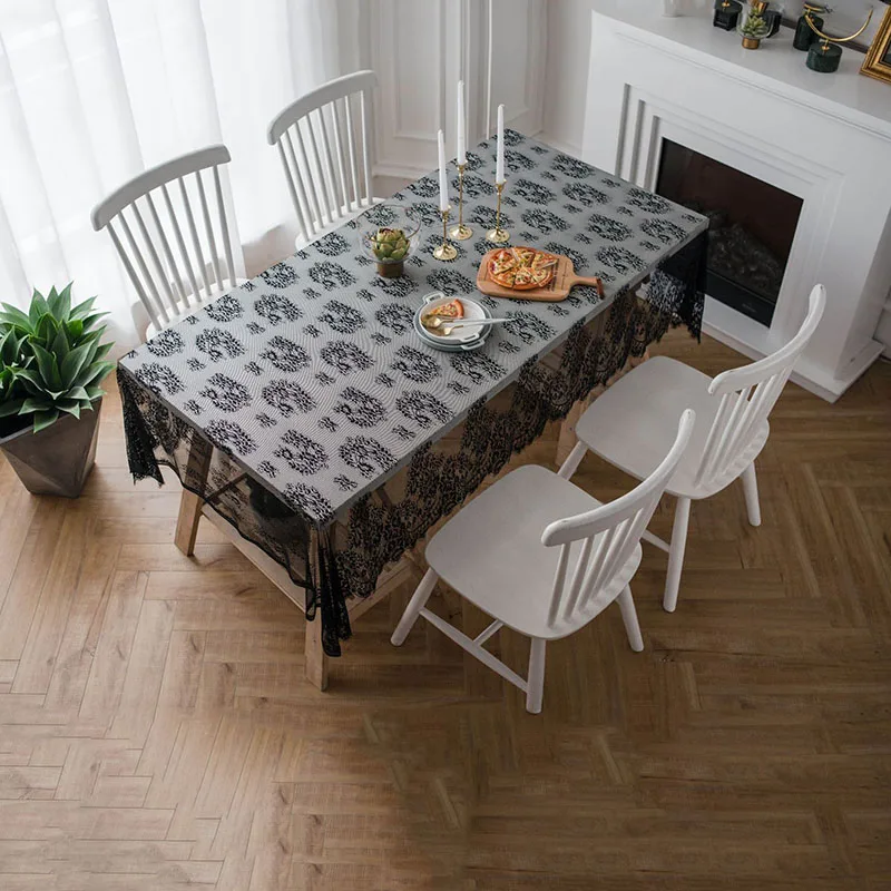 Кружевная скатерть ручной работы вязаная крючком круглая и квадратная Садовая