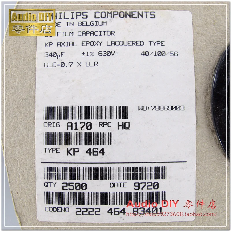30 шт/50 шт Холланд BC KP464 340pF/630V 1% осевой оловянный пленочный конденсатор поколение
