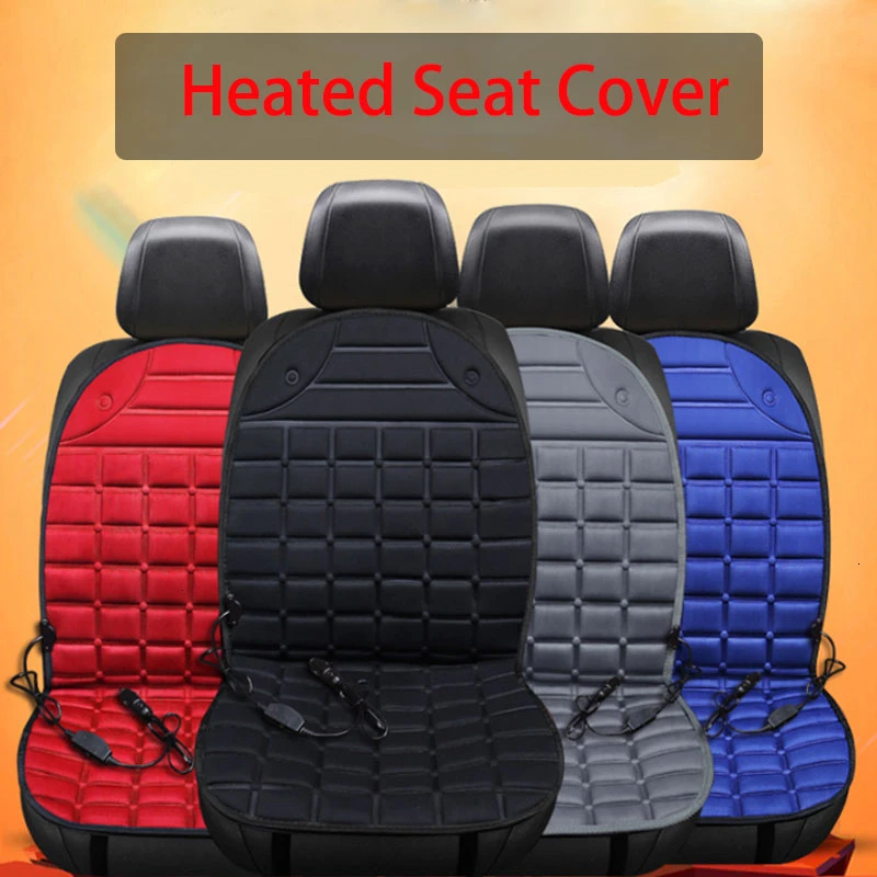 2pcs in 1 universal fast electric heated adjustable blackgreyblueredcoffee car heated seat cover winter pad auto cushion 12v free global shipping