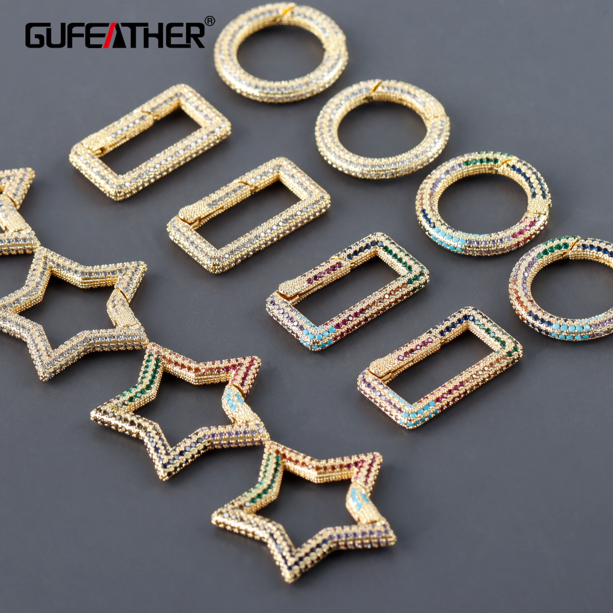 

Аксессуары для ювелирных изделий GUFEATHER, набор из 2 шт./лот для изготовления ювелирных изделий из меди и металла с застежкой и золотым покрыти...