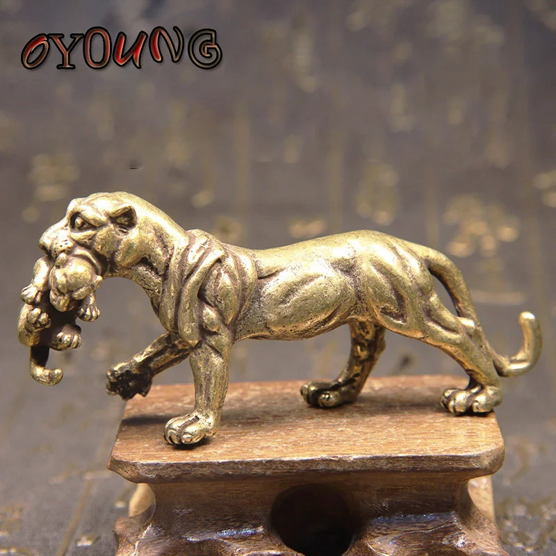 Китайский классический латунный Тигр пресс-папье медь Зодиак Животные тигр семейный чай дзен украшение для стола коллекционные украшения
