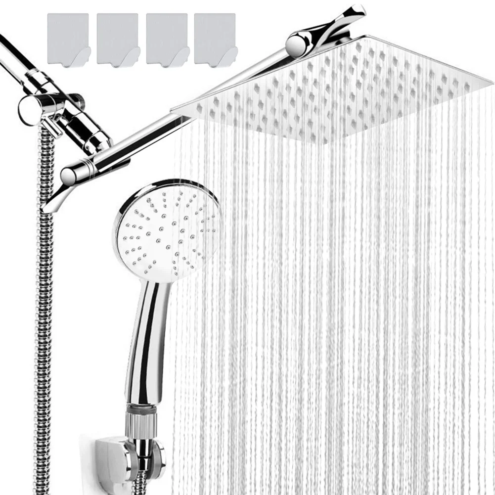 

Shower Set Anti-leak Shower Head Combo Height Adable Shower Set Faucet Bathroom Shower System Bla 8 Inch Square Shower