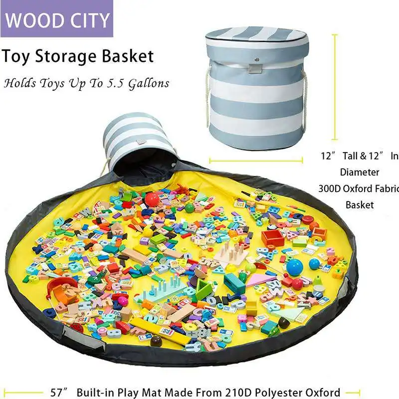 

Portable Foldable Kids Play Toy Clean-up and Storage Bag Container Multi-function Toys Storage Waterproof Organizer Bucket Bags