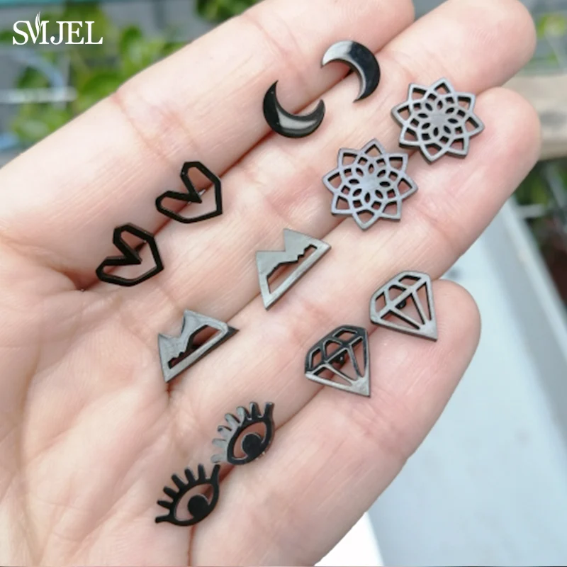 Геометрические мини серьги из нержавеющей стали для женщин и мужчин гвоздики в