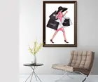 Модная блестящая девушка в розовой сумке для покупок, Картина на холсте, модные плакаты и принты, Настенная картина для гостиной, украшение для дома