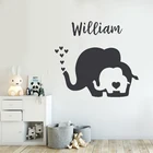 Винил слон вертел пузырь наклейки на стену в форме сердца Персонализированные Пользовательское имя на детские, для малышей Спальня Детские Декор настенная DW9273