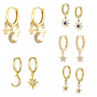 boako 925 sterling silver cz huggies earrings for women 2021 trend star moon pendiente ohrringe hoop earing luxury jewelry gift