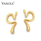 Женские серьги-клипсы VAROLE с изогнутой линией уха, большие серьги золотого цвета без пирсинга, ювелирные украшения