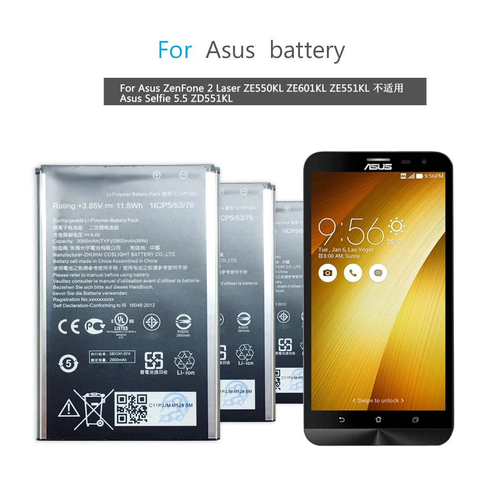 Аккумулятор для сотового телефона Asus ZenFone 2 Laser ZE550KL ZE601KL ZE551KL/ZE500KG аккумулятор ZB500KL +
