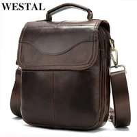 westal mens genuine leather shoulder bag for mens messenger crossbody bags vintage male cover vintage flap zipper handbag 8558