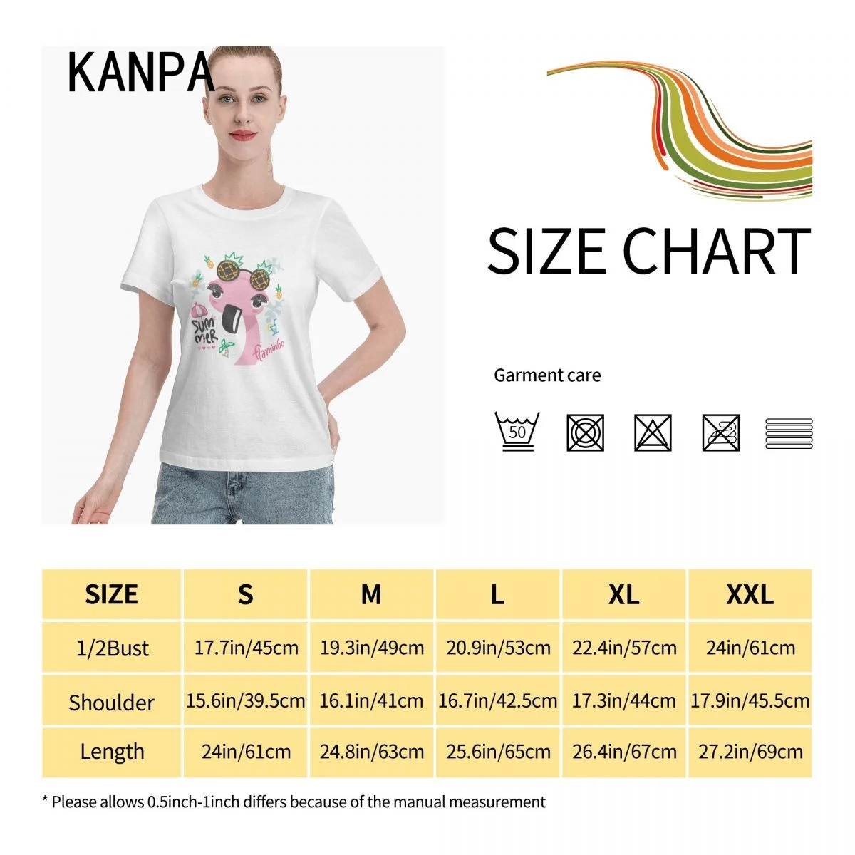 

Summer Flamngo Women's Basic Short Sleeve T-Shirt White Cotton T Shirts Woman Top Tee Female Clothing Beach Travelling