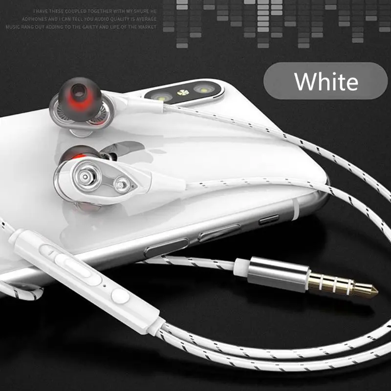 

Dual Drive Stereo Wired earphone In-Ear Sport Headset With Mic 3.5mm Earbuds M5TB