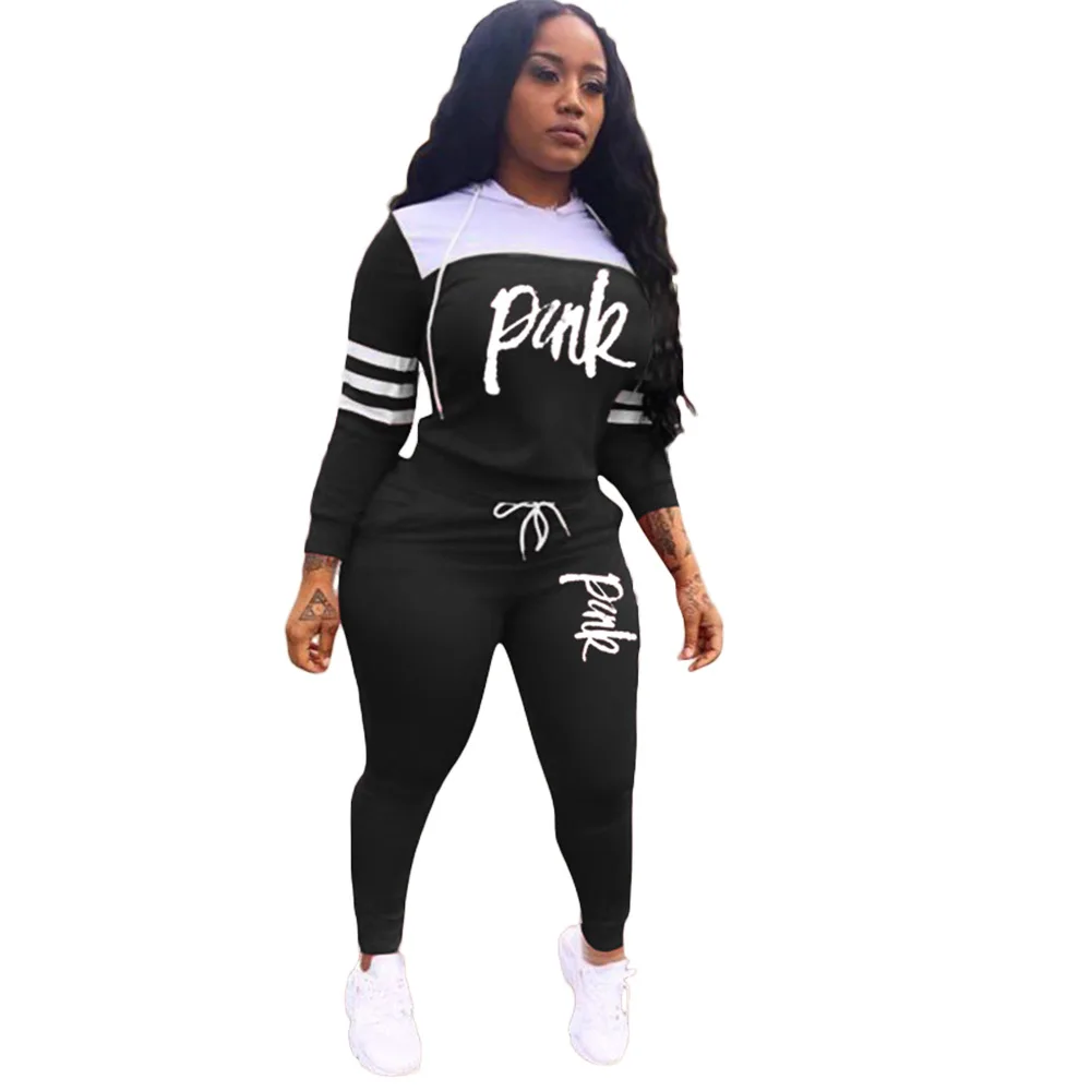 

Letter Pink 2021 Hot Sale New Design style Women Casual Clothing Sweatwear Sweet Sexy Fashion Soft Good Fabric cool soft P1057
