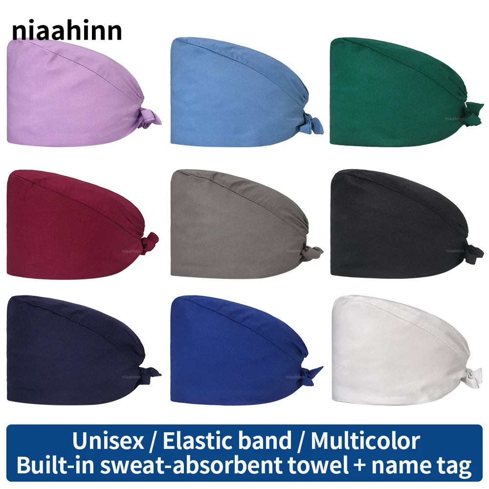 

Wholesale Adjustable Pet Hospital Hats Solid Color Surgical Caps Women Men Doctor Nurse Caps Beauty Pharmacy Medical Scrubs Hat