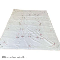 pastoral hand embroidery 100cotton white table cover cloth towel kitchen christmas tablecloth wedding party home decor