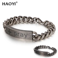 personiality pray custom cuban men bracelets fashion stainless steel chain accessories jewelry laser engraving bracelet man gift