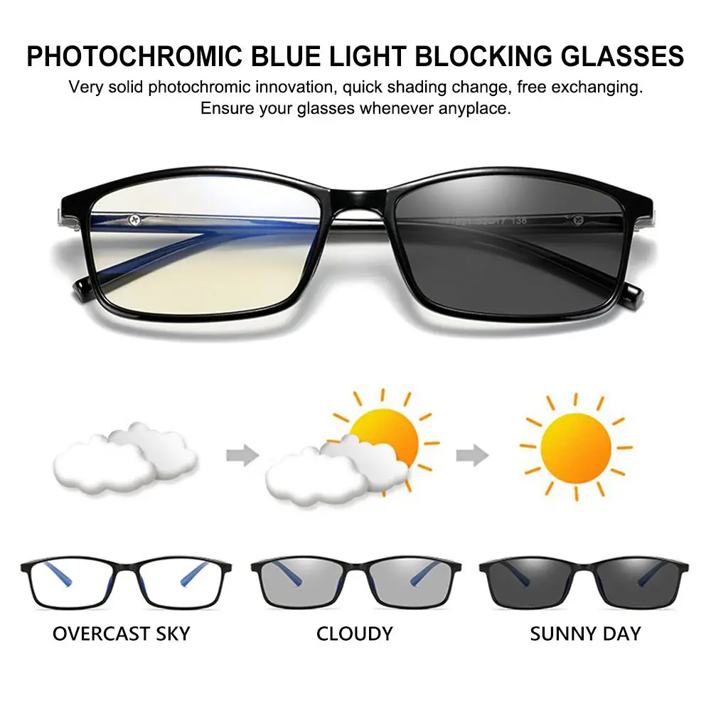 

Protection Anti Glare Sunglasses for Men Women Photochromic Glasses Computer Eyeglasses Blue Light Blocking Glasses