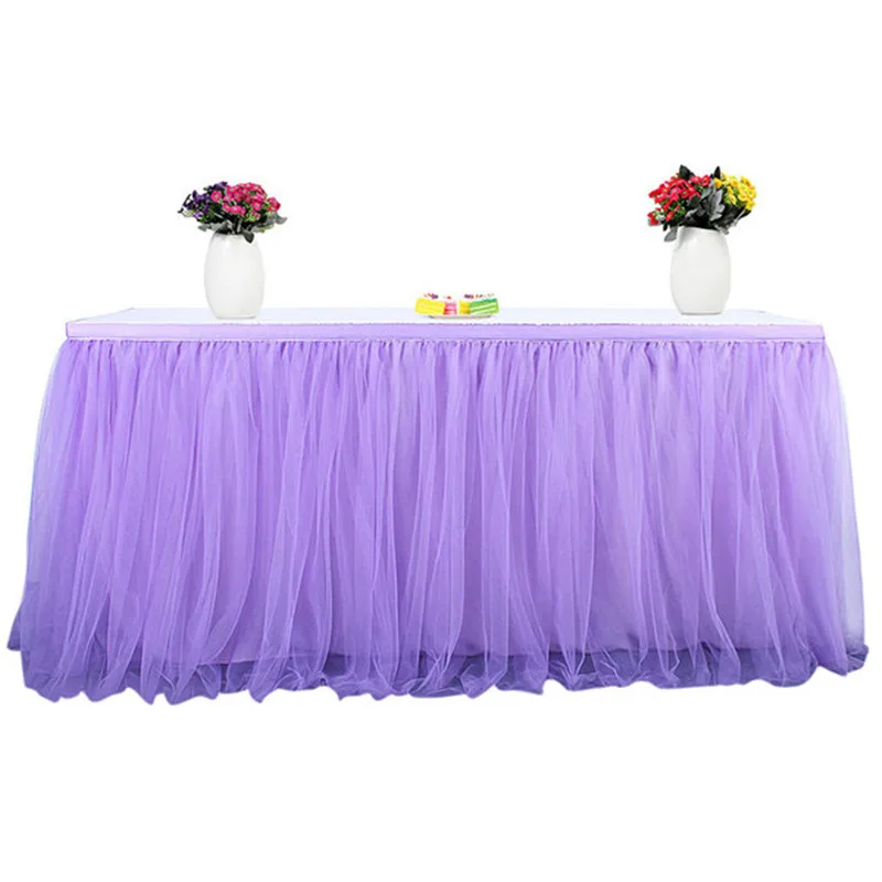 

Solid Color Tulle Table Skirt, Modern Style Rectangle Tablecloth for Wedding Party