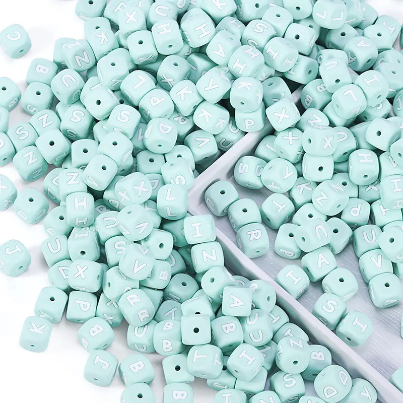 Kissteether-Cuentas de letras de silicona de grado alimenticio, 10 piezas, 12mm, para mascar, dentici&oacute;n, juguetes para beb&eacute;s, abalorios, bricolaje, 26 letras-3