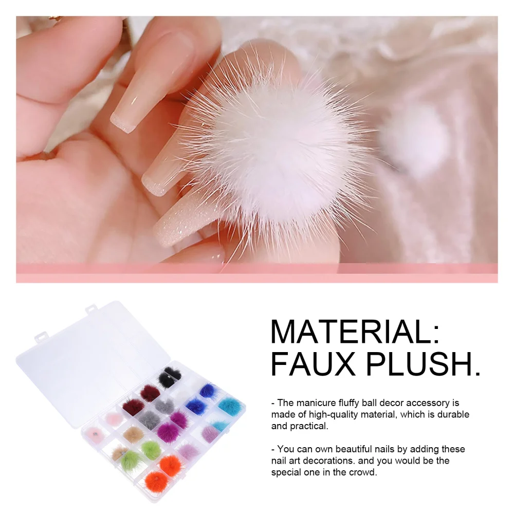 

1 Box/24pcs Magnetic Fluffy Nail Decor Detachable Fur Nail Art Decor