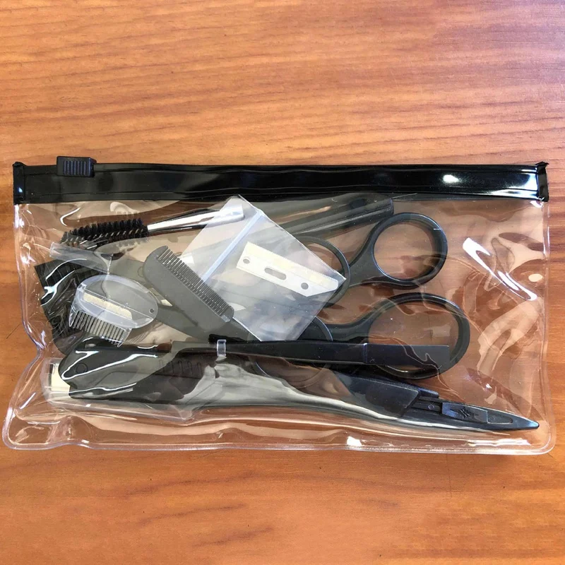 

11Pcs Eyebrow Kit , Eyebrow Grooming Trimming Kit with Eyebrow Razor Comb Scissors Trimmer Tweezers for Women