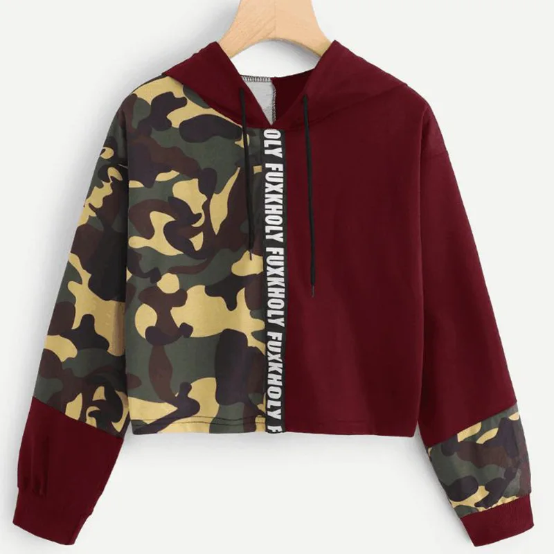 

Neatie kiddie камуфляжные Лоскутные пуловеры с надписями, Толстовка для женщин, топы, одежда, Свободные повседневные толстовки в стиле Харадзюку