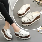 Шлепанцы женские на резиновой подошве, повседневные лоферы из искусственной кожи, с круглым носком, плоская подошва, удобная обувь на осень, 2021