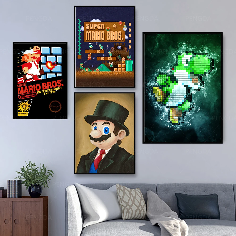 

Home Decor Canvas Mario Bearded Man Pictures Cartoon Wall Art Paintings Prints Modern Modular Poster Living Room No Framework