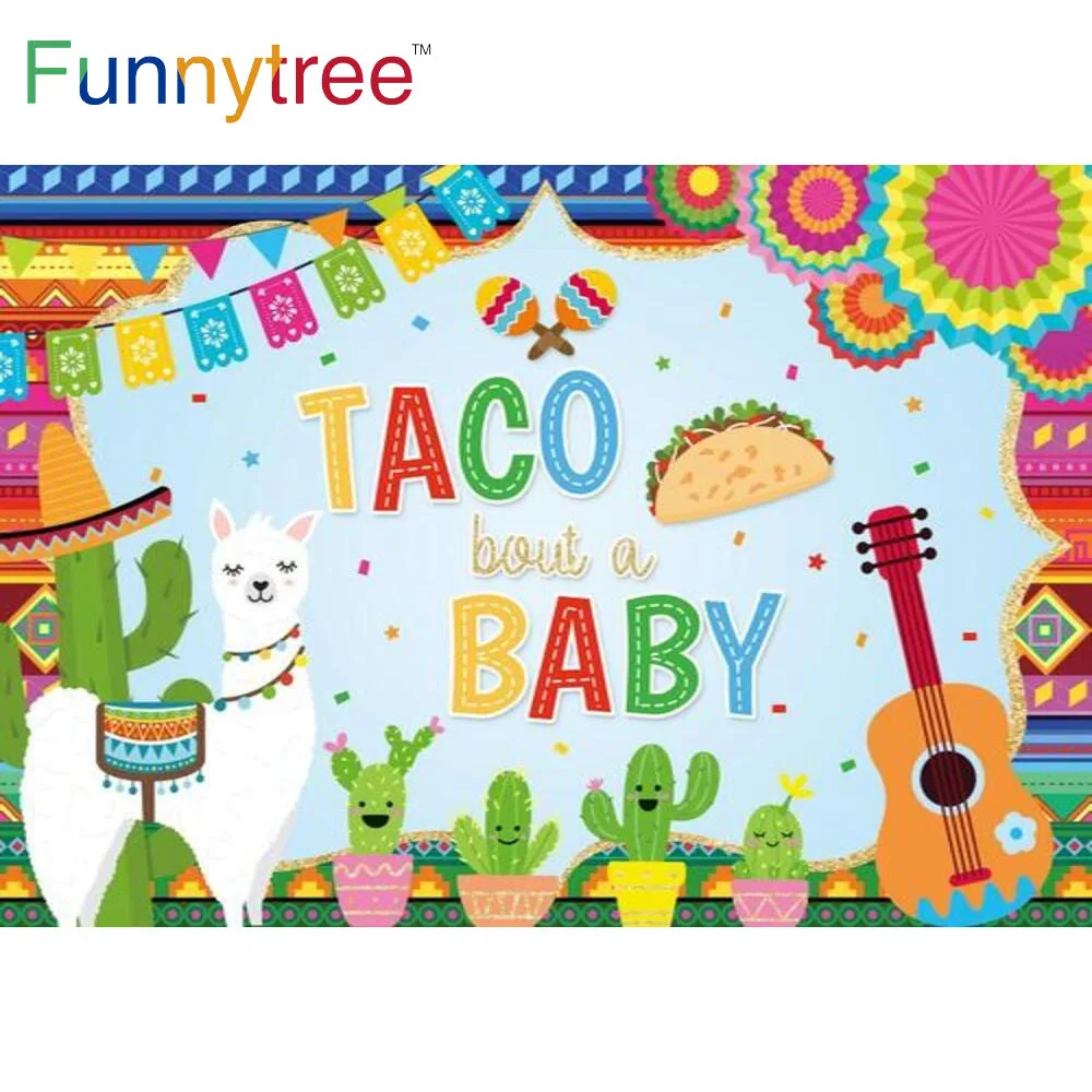 Funnytree Taco наклейка в мексиканском стиле Детский праздник фон для вечеринки на день