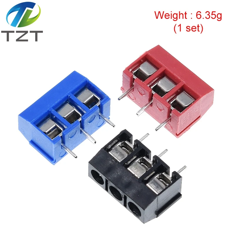 10PCS KF301- 3P screw 5.0mm terminal block 3 Pin Spliceable pcb Connector Black Red And Blue | Электронные компоненты и