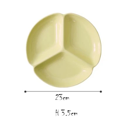 plate-9 inch yellow Японский разделенный поднос разделенная тарелка для завтрака для обеда ужина Heatable керамическая тарелка для домашнего отеля ресторана шуол - Цвет: plate-9 inch yellow