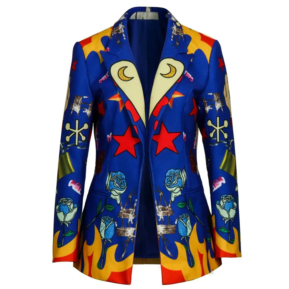 Jacket only Хищные птицы: и Фантазийная эмансипация одного Куинна; костюм для косплея; куртка; брюки; Женский костюм на Хэллоуин; синий с принтом - Цвет: Jacket only