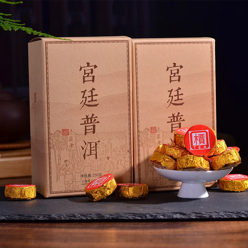 250 г/коркор. Китайский дворец Юньнань спелый чай пуэр приготовленный зеленая еда