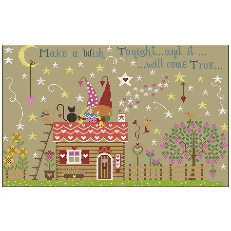 

Make a wish cartoon patterns Counted Cross Stitch 11CT 14CT 18ct orange yellow Cross Stitch Kits Embroidery Needlework Sets