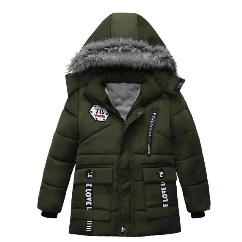Детская зимняя куртка хлопковая одежда с капюшоном для мальчиков теплая пальто маленьких 3 6 лет верхняя