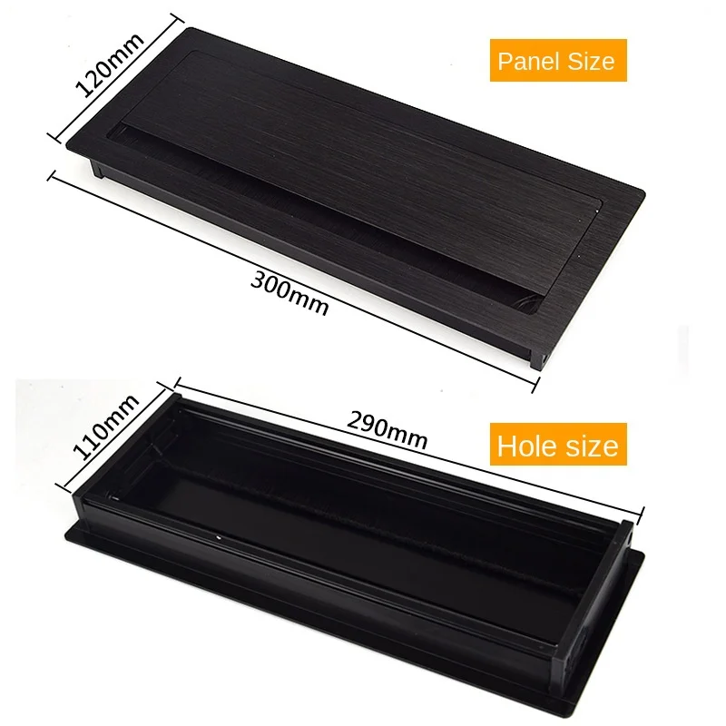 W120*H300mm Rectangle Aluminum Table Cabinet Desk Wire Cable Tap Grommet Soft Quiet Flap Cover Tone Computer Brush | Обустройство
