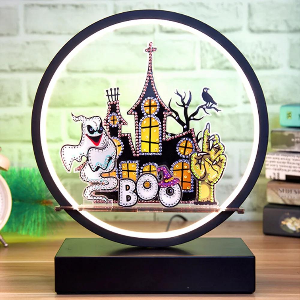 

Halloween Gifts 5D Diamond Mosaic Embroidery Desk Decorative Night Light High Quality DIY Diamond Painting Puzzle Led Lamp